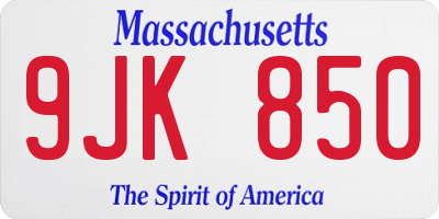 MA license plate 9JK850