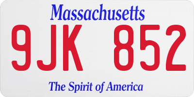 MA license plate 9JK852