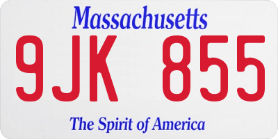 MA license plate 9JK855