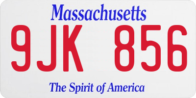 MA license plate 9JK856