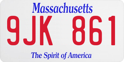 MA license plate 9JK861