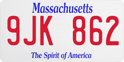 MA license plate 9JK862