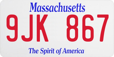 MA license plate 9JK867