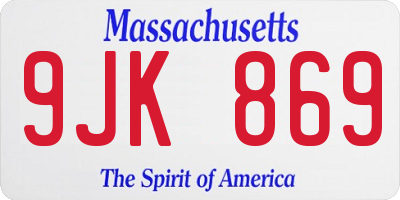 MA license plate 9JK869