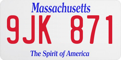 MA license plate 9JK871