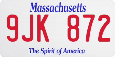 MA license plate 9JK872