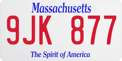 MA license plate 9JK877