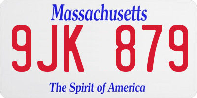 MA license plate 9JK879