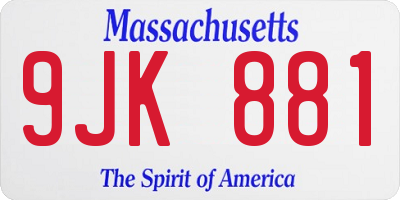 MA license plate 9JK881