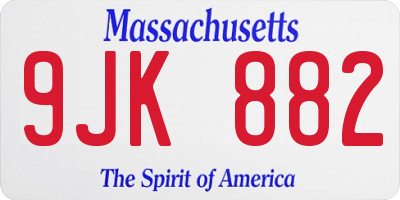 MA license plate 9JK882