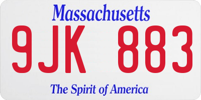 MA license plate 9JK883