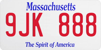 MA license plate 9JK888