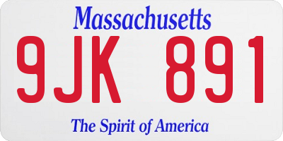 MA license plate 9JK891