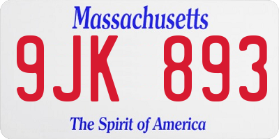 MA license plate 9JK893