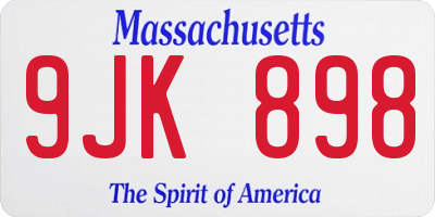 MA license plate 9JK898