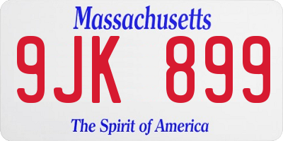 MA license plate 9JK899