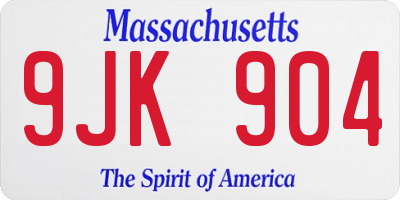 MA license plate 9JK904