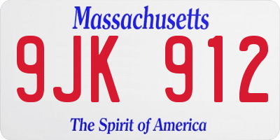MA license plate 9JK912