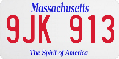 MA license plate 9JK913