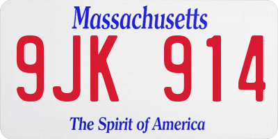 MA license plate 9JK914