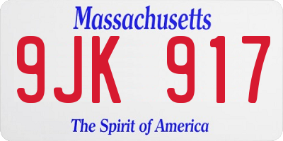 MA license plate 9JK917