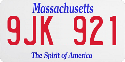 MA license plate 9JK921