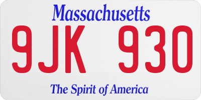 MA license plate 9JK930