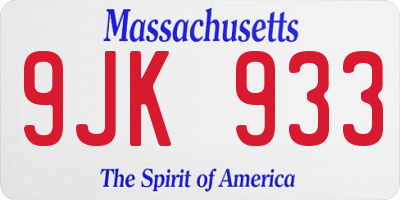 MA license plate 9JK933
