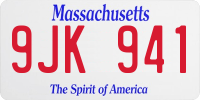 MA license plate 9JK941