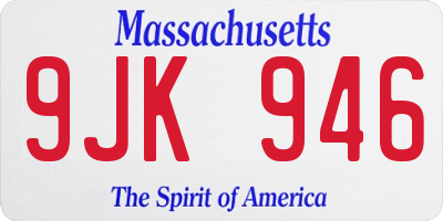MA license plate 9JK946