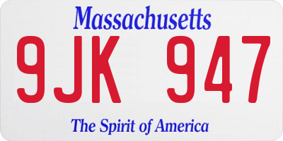 MA license plate 9JK947