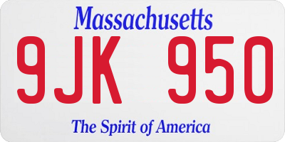 MA license plate 9JK950
