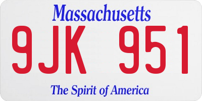 MA license plate 9JK951