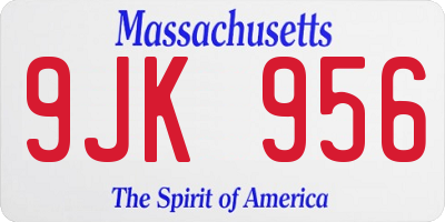 MA license plate 9JK956