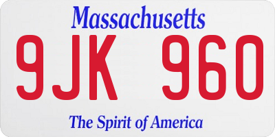 MA license plate 9JK960