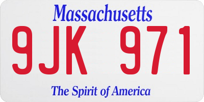 MA license plate 9JK971