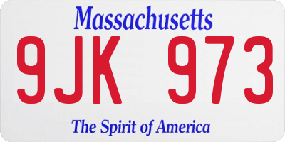 MA license plate 9JK973