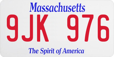 MA license plate 9JK976