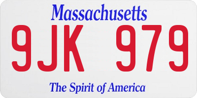 MA license plate 9JK979