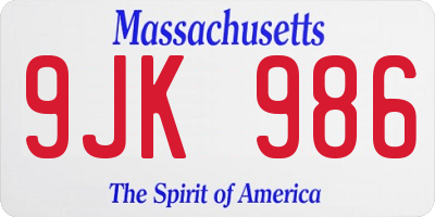 MA license plate 9JK986