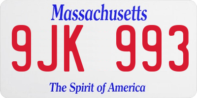 MA license plate 9JK993