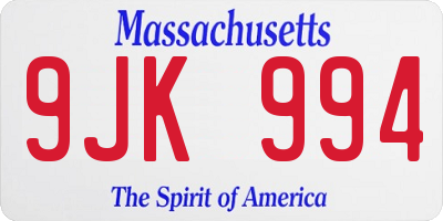 MA license plate 9JK994