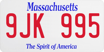 MA license plate 9JK995