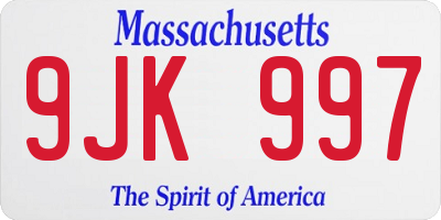 MA license plate 9JK997