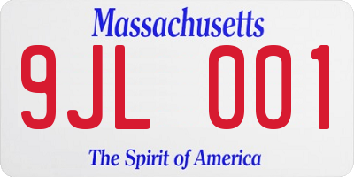 MA license plate 9JL001