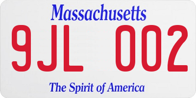 MA license plate 9JL002