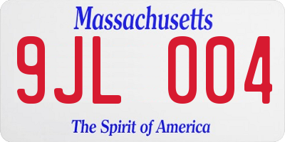 MA license plate 9JL004