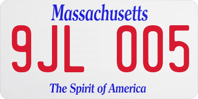 MA license plate 9JL005