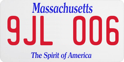 MA license plate 9JL006