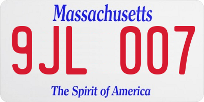 MA license plate 9JL007